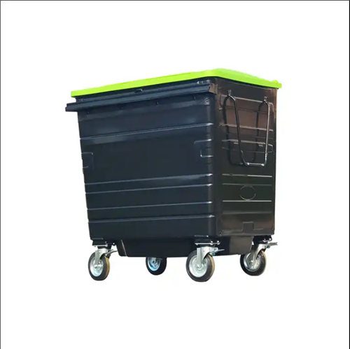 Firkantet metal skraldespand med låg